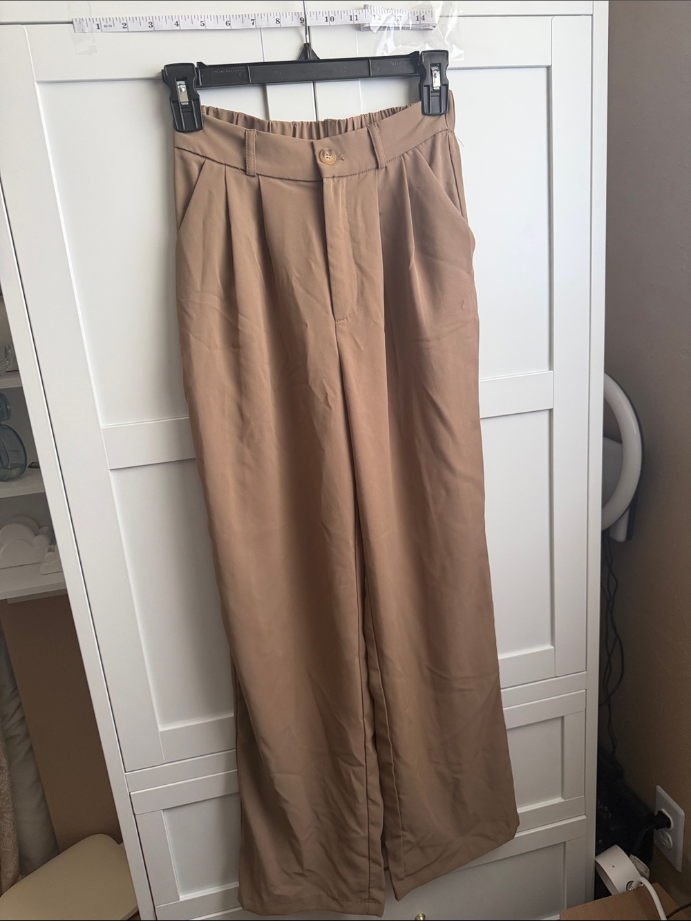High-Waist Wide Leg Trousers — Camel